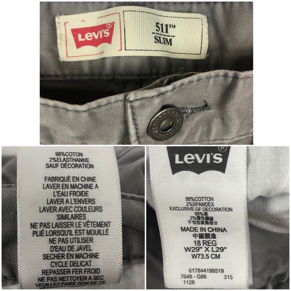 Levi’s 511 slim fit twill gray men’s pants - Picture 3 of 4